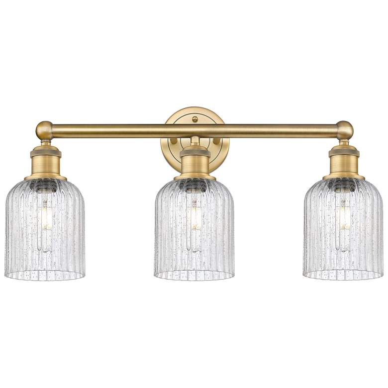 Image 1 Edison Bridal Veil 3 Light 23" Bath Vanity Brushed Brass Seedy Shade