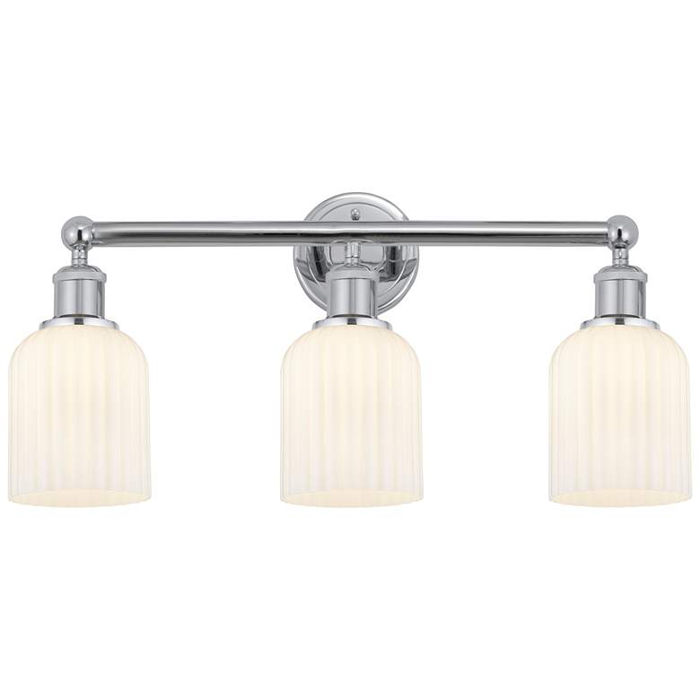 Image 1 Edison Bridal Veil 3 Light 23" Bath Vanity Chrome Gloss White Shade
