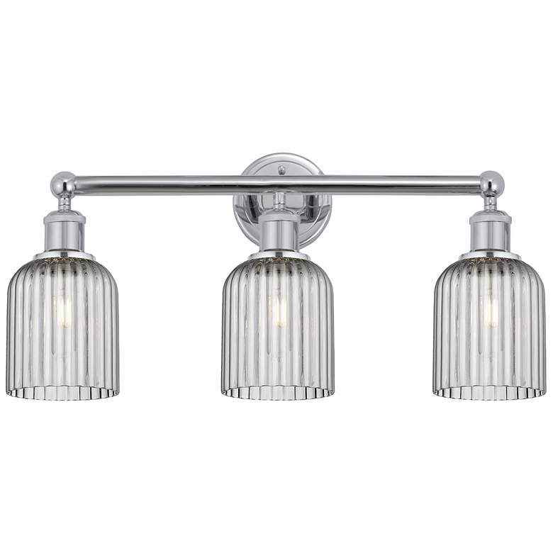 Image 1 Edison Bridal Veil 3 Light 23" Bath Vanity Chrome Light Smoke Shade