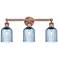 Edison Bridal Veil 3 Light 23" Bath Vanity Copper Princess Blue Shade