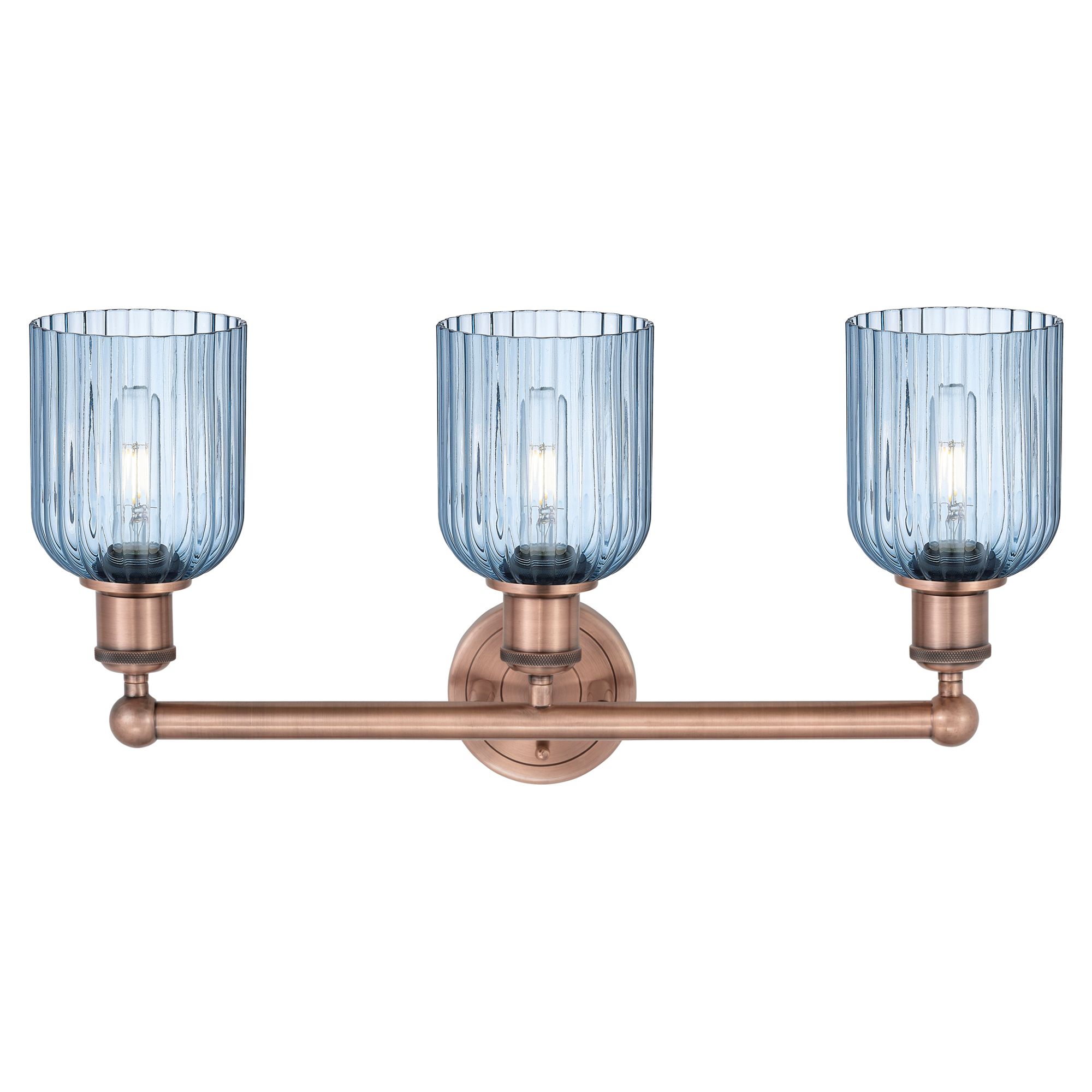 Image 2 Edison Bridal Veil 3 Light 23" Bath Vanity   Copper Princess Blue Shade more views