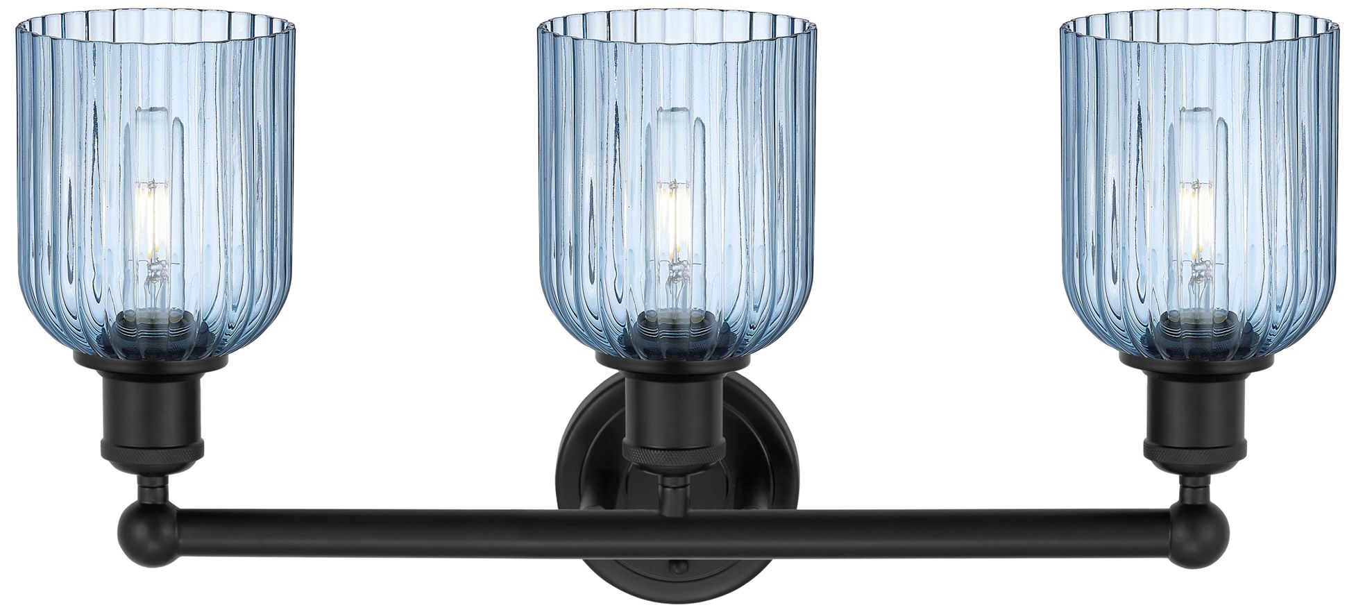 Image 2 Edison Bridal Veil 3 Light 23" Bath Vanity Matte Black Princess Blue Shade more views