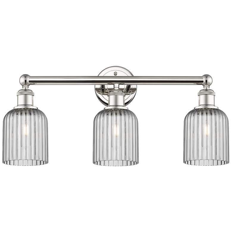 Image 1 Edison Bridal Veil 3 Light 23" Bath Vanity Nickel Light Smoke Shade