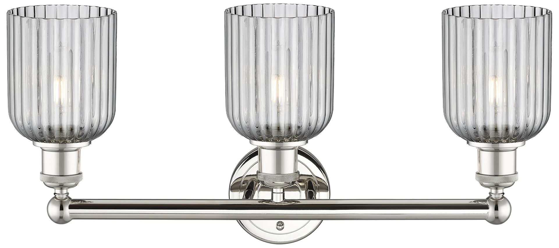 Image 2 Edison Bridal Veil 3 Light 23" Bath Vanity Nickel Light Smoke Shade more views