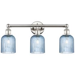Edison Bridal Veil 3 Light 23" Bath Vanity Nickel Princess Blue Shade