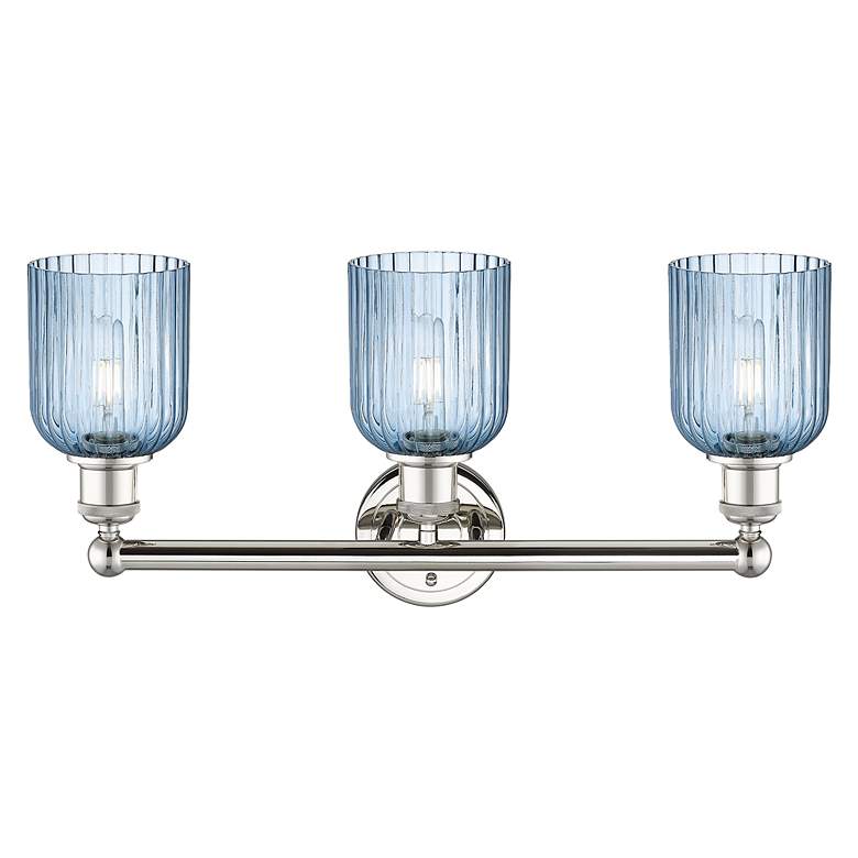 Image 2 Edison Bridal Veil 3 Light 23" Bath Vanity Nickel Princess Blue Shade more views