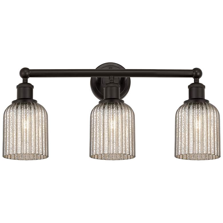 Image 1 Edison Bridal Veil 3 Light 23" Bath Vanity Oil Rubbed Bronze Mercury Shade
