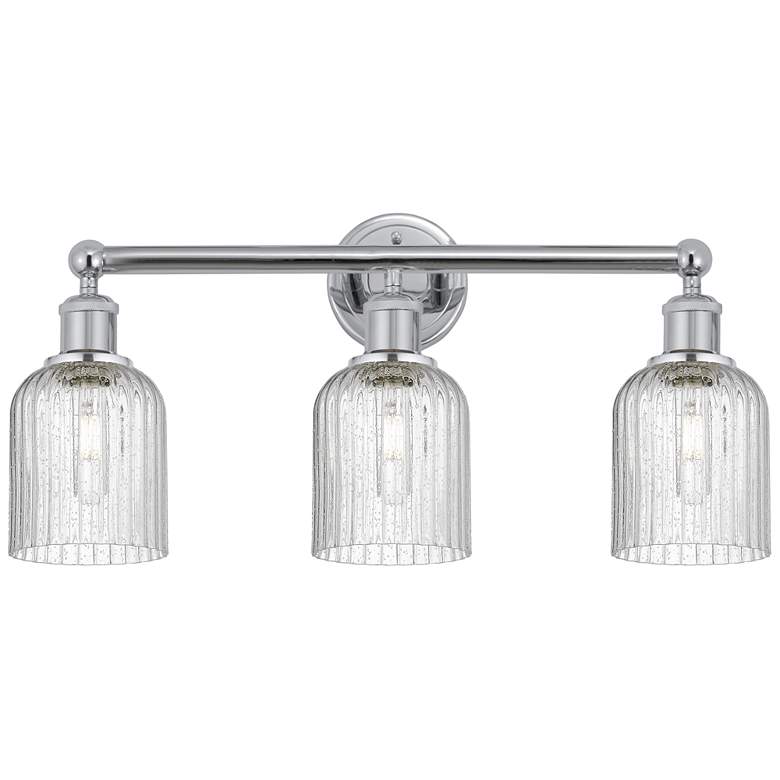 Image 1 Edison Bridal Veil 3 Light 23" Bath Vanity Polished Chrome Seedy Shade