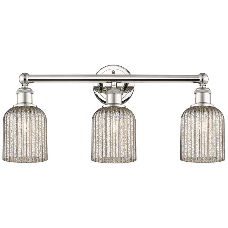 Image 1 Edison Bridal Veil 3 Light 23" Bath Vanity Polished Nickel Mercury Shade