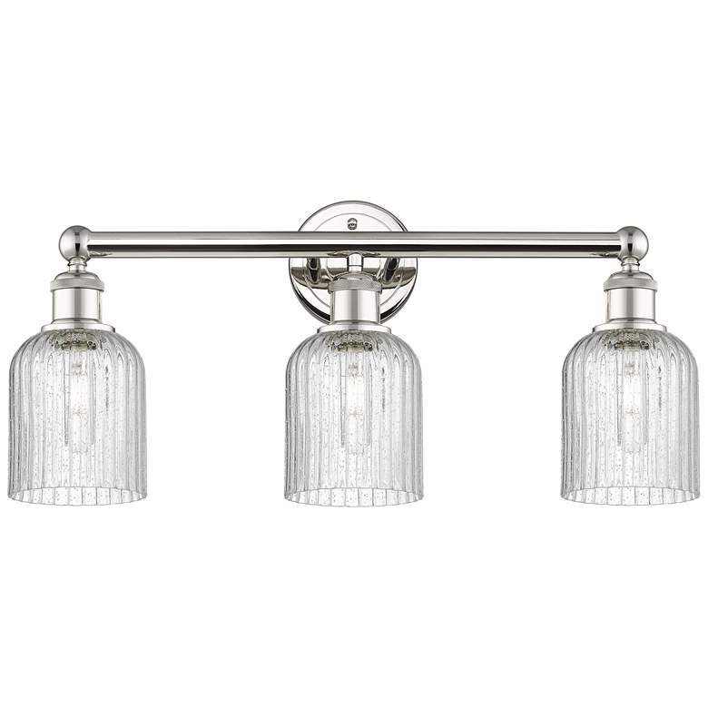 Image 1 Edison Bridal Veil 3 Light 23" Bath Vanity Polished Nickel Seedy Shade