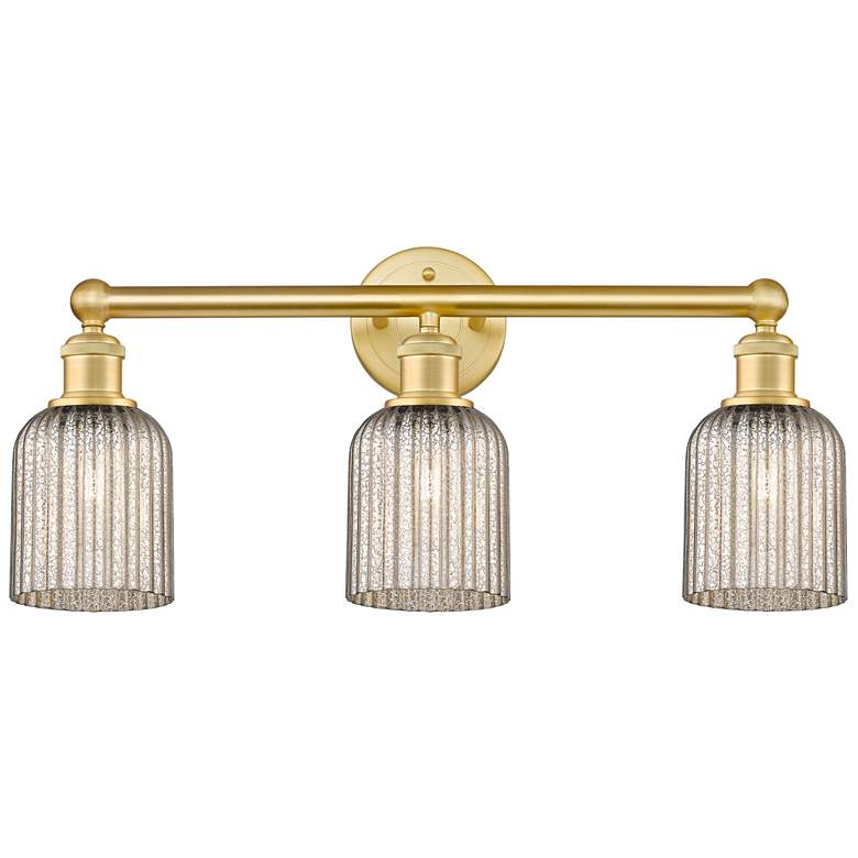 Image 1 Edison Bridal Veil 3 Light 23" Bath Vanity Satin Gold Mercury Shade