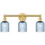 Edison Bridal Veil 3 Light 23" Bath Vanity Satin Gold Princess Blue Shade