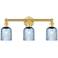 Edison Bridal Veil 3 Light 23" Bath Vanity Satin Gold Princess Blue Shade