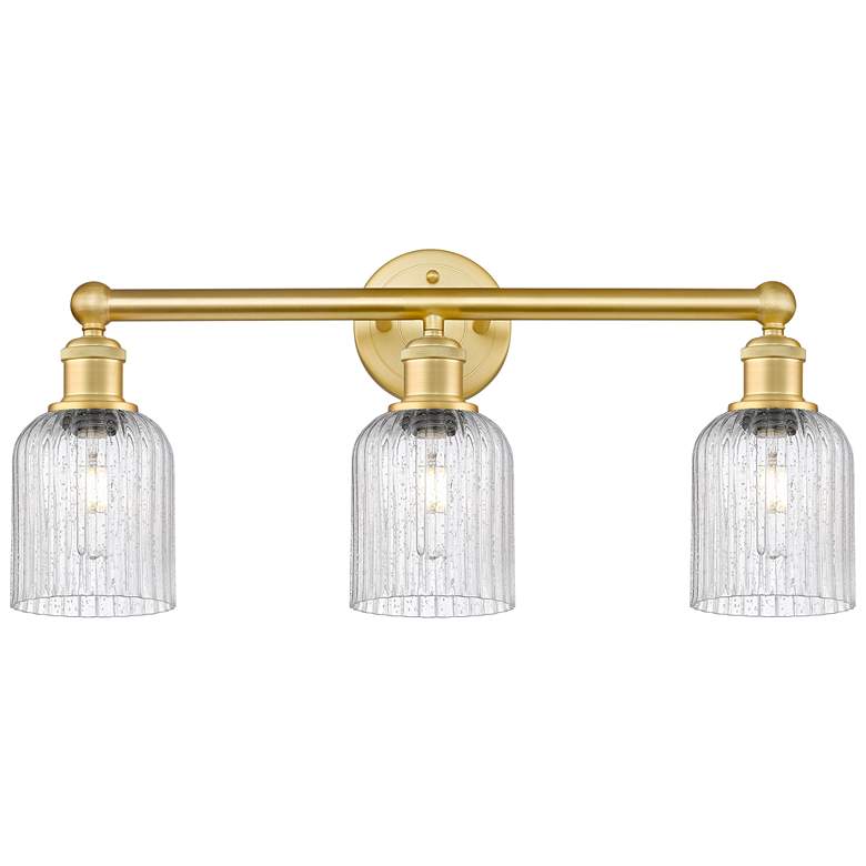 Image 1 Edison Bridal Veil 3 Light 23" Bath Vanity Satin Gold Seedy Shade