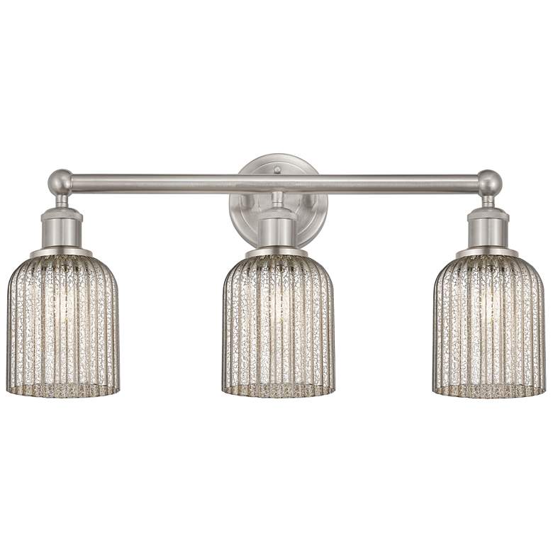 Image 1 Edison Bridal Veil 3 Light 23" Bath Vanity Satin Nickel Mercury Shade