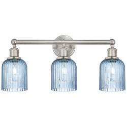 Edison Bridal Veil 3 Light 23" Bath Vanity Satin Nickel Princess Blue Shade