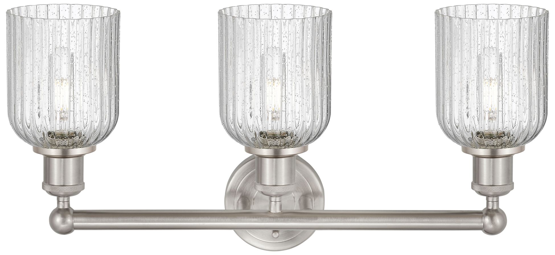 Image 2 Edison Bridal Veil 3 Light 23" Bath Vanity Satin Nickel Seedy Shade more views
