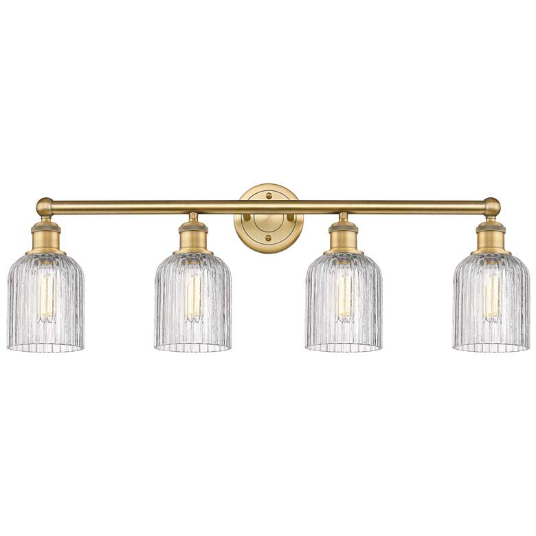 Image 1 Edison Bridal Veil 32"W 4-Light Brushed Brass Bath Light w/ Clear Shad