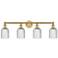 Edison Bridal Veil 32"W 4-Light Brushed Brass Bath Light w/ Clear Shad