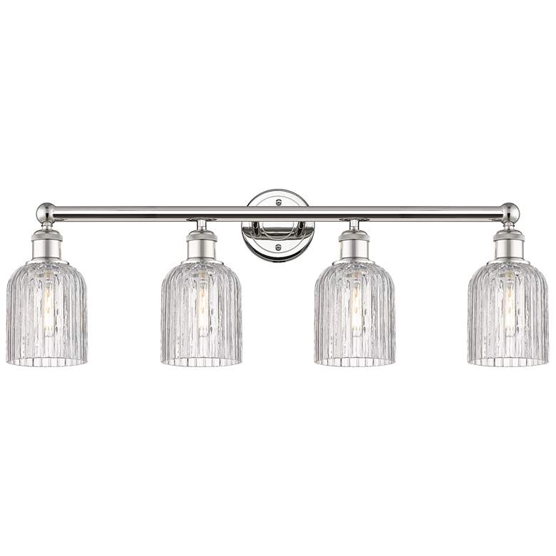 Image 1 Edison Bridal Veil 32"W 4-Light Polished Nickel Bath Light w/ Clear Sh