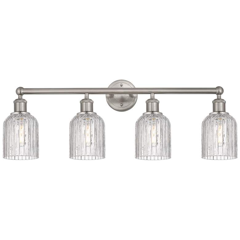 Image 1 Edison Bridal Veil 32"W 4-Light Satin Nickel Bath Light w/ Clear Shade