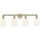Edison Bridal Veil 4 Light 32" Bath Vanity Antique Brass Gloss White Shade