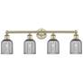 Edison Bridal Veil 4 Light 32" Bath Vanity Antique Brass Light Smoke Shade