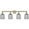 Edison Bridal Veil 4 Light 32" Bath Vanity Antique Brass Light Smoke Shade