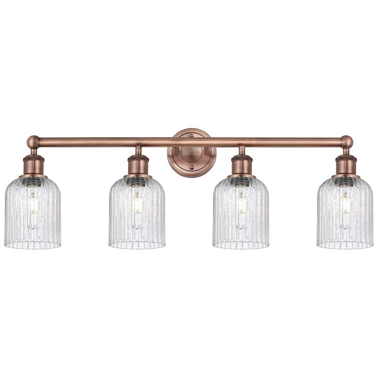 Image 1 Edison Bridal Veil 4 Light 32" Bath Vanity Antique Copper Seedy Shade