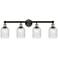 Edison Bridal Veil 4 Light 32" Bath Vanity Black Antique Brass Seedy Shade