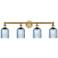 Edison Bridal Veil 4 Light 32" Bath Vanity Brass Princess Blue Shade