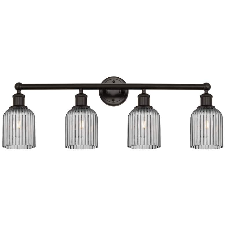 Image 1 Edison Bridal Veil 4 Light 32" Bath Vanity Bronze Light Smoke Shade