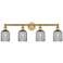 Edison Bridal Veil 4 Light 32" Bath Vanity Brushed Brass Light Smoke Shade