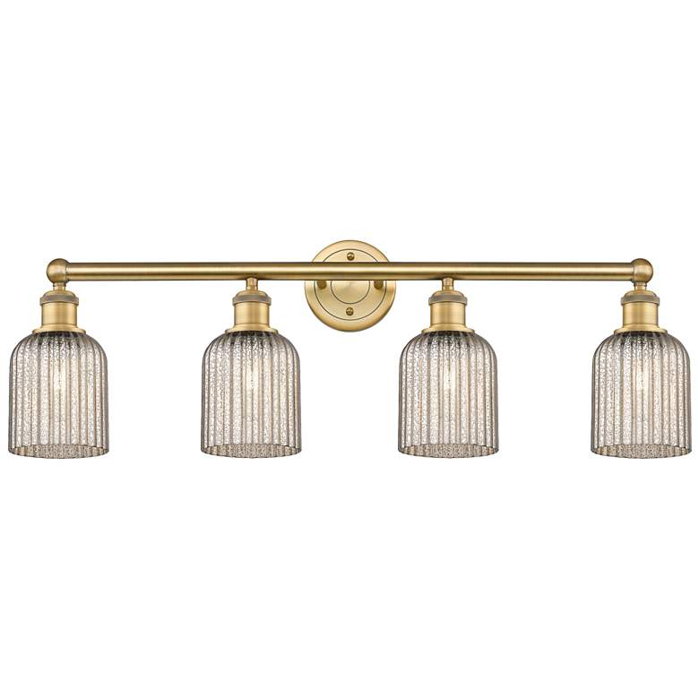 Image 1 Edison Bridal Veil 4 Light 32" Bath Vanity Brushed Brass Mercury Shade
