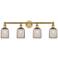 Edison Bridal Veil 4 Light 32" Bath Vanity Brushed Brass Mercury Shade