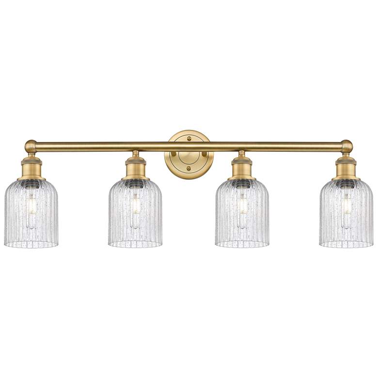 Image 1 Edison Bridal Veil 4 Light 32" Bath Vanity Brushed Brass Seedy Shade