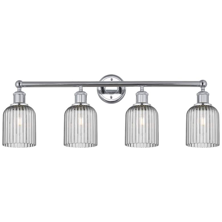 Image 1 Edison Bridal Veil 4 Light 32" Bath Vanity Chrome Light Smoke Shade