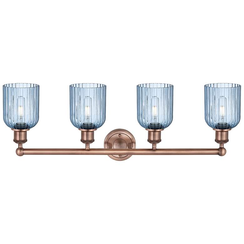 Image 2 Edison Bridal Veil 4 Light 32" Bath Vanity Copper Princess Blue Shade more views