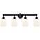 Edison Bridal Veil 4 Light 32" Bath Vanity Matte Black Gloss White Shade
