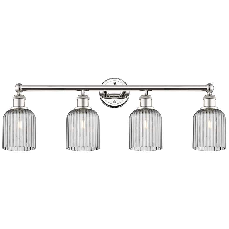 Image 1 Edison Bridal Veil 4 Light 32" Bath Vanity Nickel Light Smoke Shade