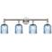 Edison Bridal Veil 4 Light 32" Bath Vanity Nickel Princess Blue Shade