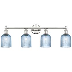 Edison Bridal Veil 4 Light 32" Bath Vanity Nickel Princess Blue Shade