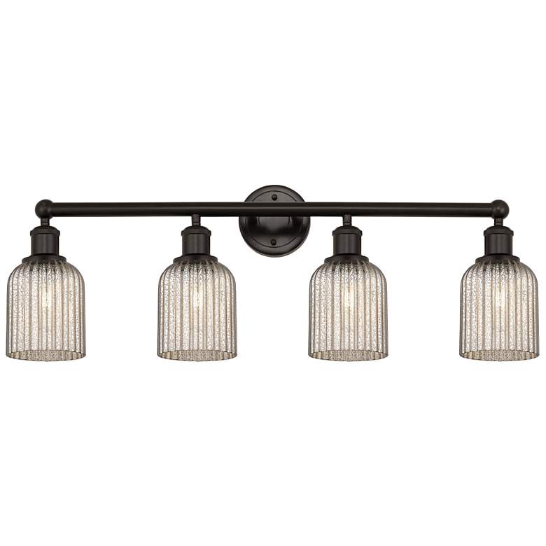 Image 1 Edison Bridal Veil 4 Light 32" Bath Vanity Oil Rubbed Bronze Mercury Shade