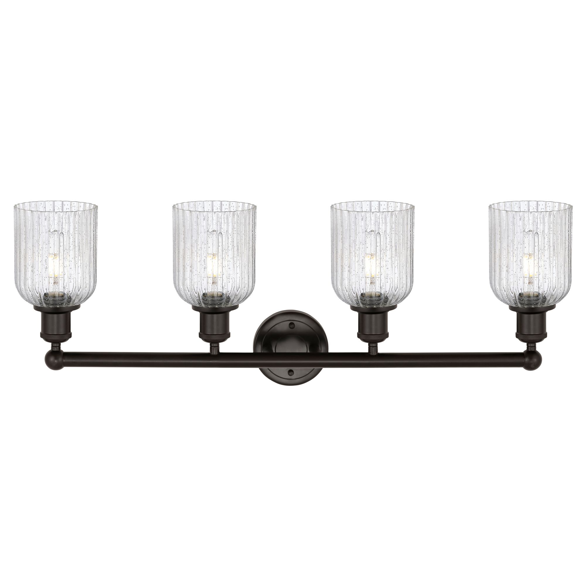 Image 2 Edison Bridal Veil 4 Light 32" Bath Vanity Oil Rubbed Bronze Seedy Shade more views