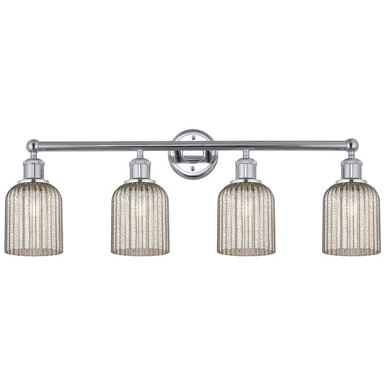 Image 1 Edison Bridal Veil 4 Light 32" Bath Vanity Polished Chrome Mercury Shade