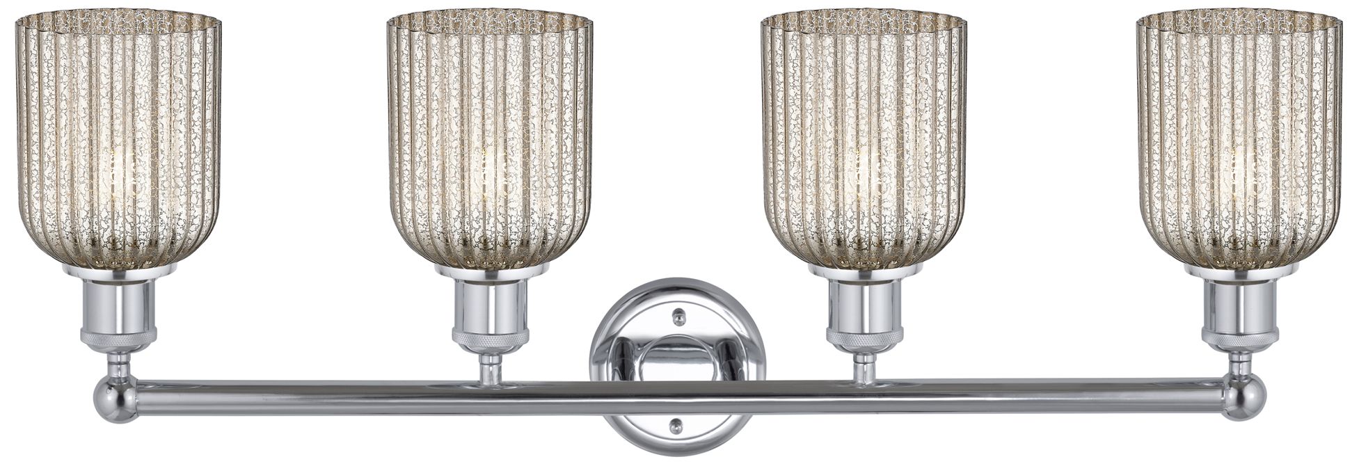 Image 2 Edison Bridal Veil 4 Light 32" Bath Vanity Polished Chrome Mercury Shade more views