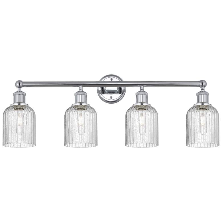Image 1 Edison Bridal Veil 4 Light 32" Bath Vanity Polished Chrome Seedy Shade