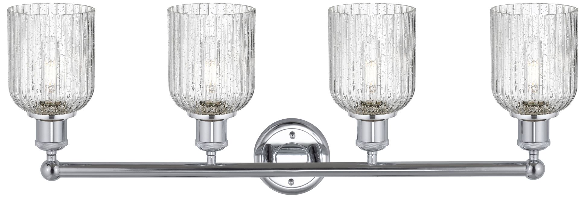 Image 2 Edison Bridal Veil 4 Light 32" Bath Vanity Polished Chrome Seedy Shade more views