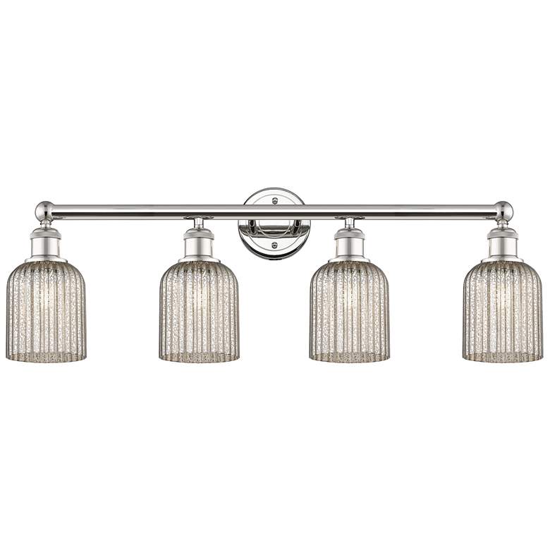Image 1 Edison Bridal Veil 4 Light 32" Bath Vanity Polished Nickel Mercury Shade
