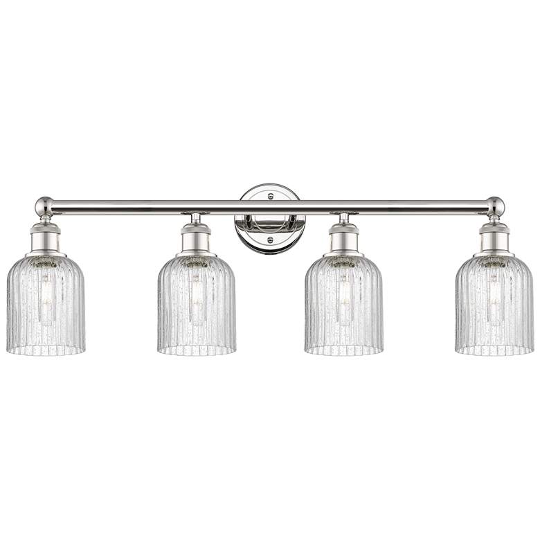 Image 1 Edison Bridal Veil 4 Light 32" Bath Vanity Polished Nickel Seedy Shade
